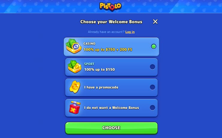 An image of the main screen from Pistolo, a popular online casino Canada operator.